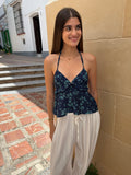 TOP FLORES AZUL