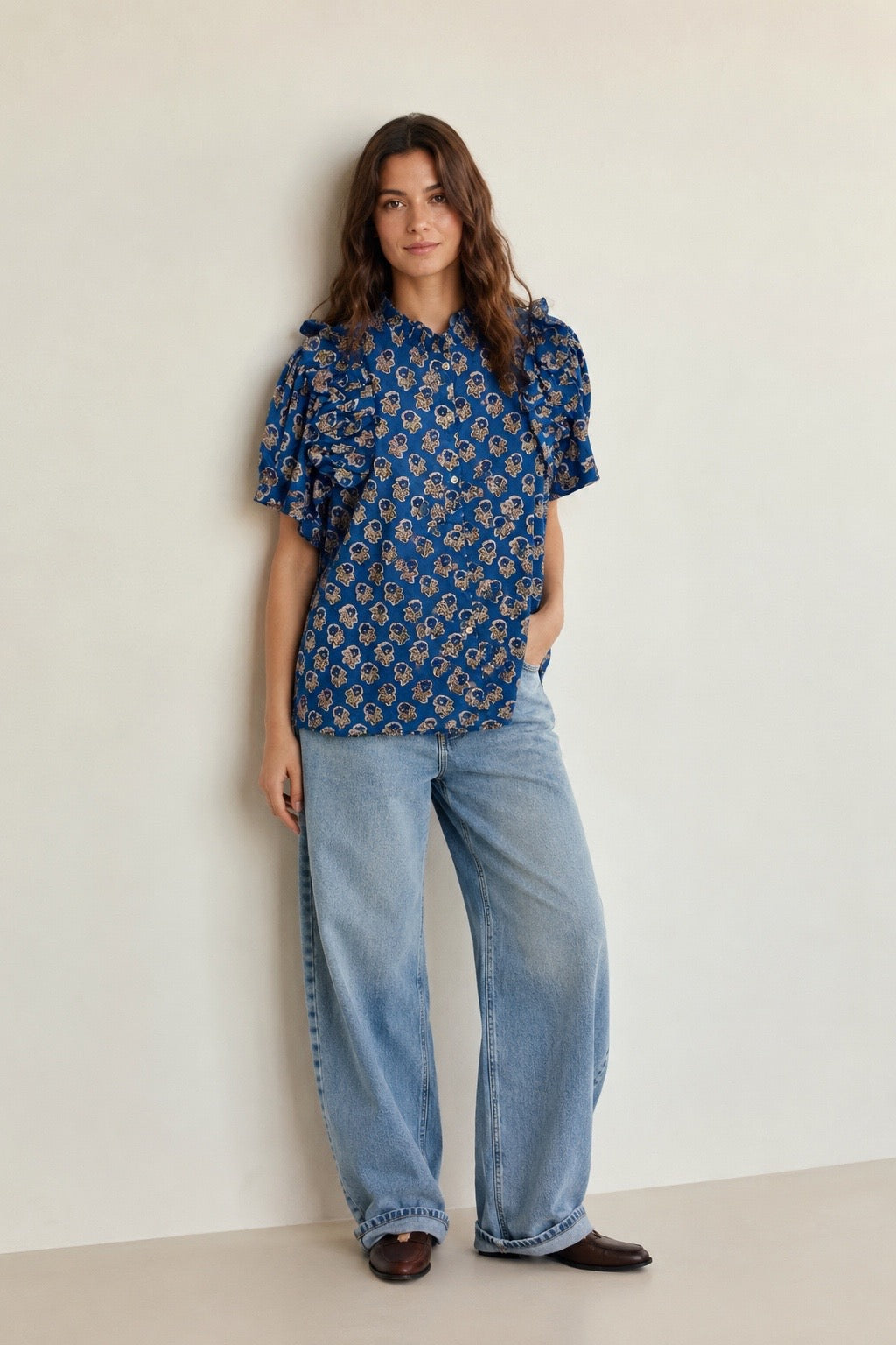 BLUSA RINCÓN MANGA AZUL
