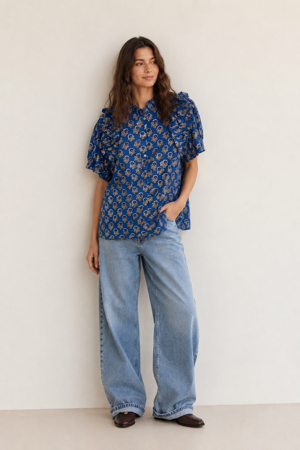 BLUSA RINCÓN MANGA AZUL