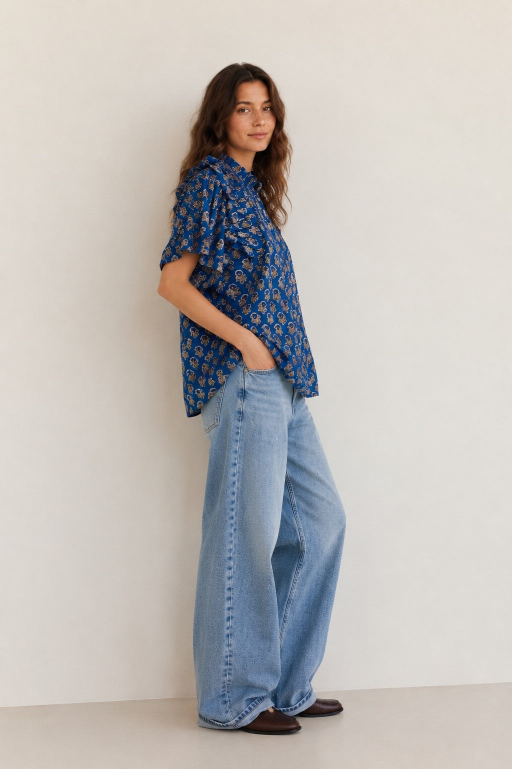 BLUSA RINCÓN MANGA AZUL