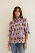 BLUSA RINCÓN CUELLO RAYAS MORADA