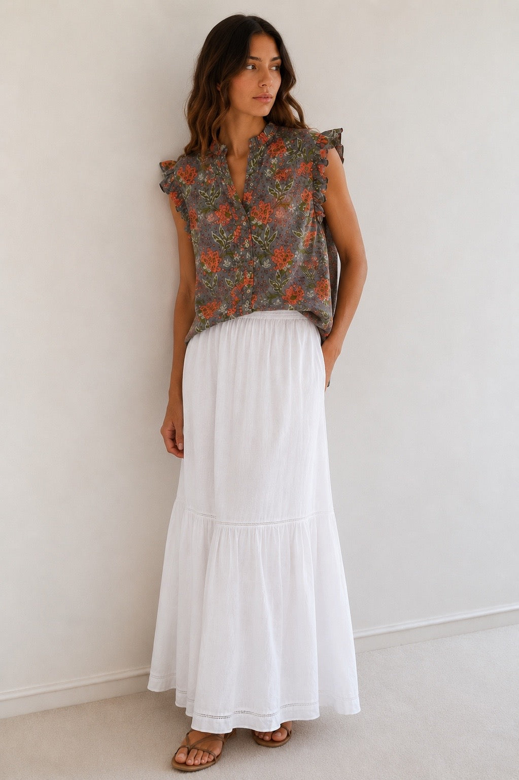 BLUSA RINCÓN FLORES NARANJA