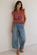 Blusa estampada floral con volantes